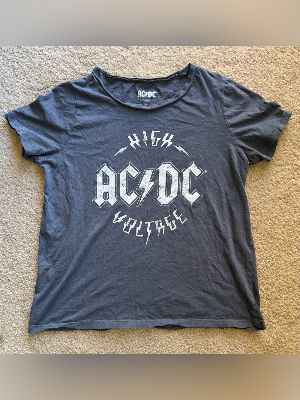 Vintage AC/DC High Voltage Band Tee Charcoal Gray XL